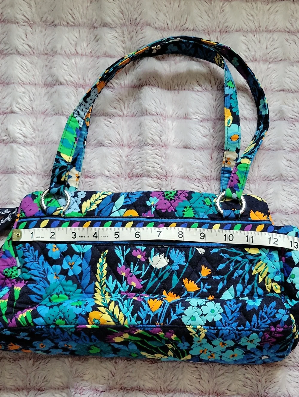 Vera Bradley Whitney Midnight Blues Floral Quilted Shoulder Bag Satchel Retired
